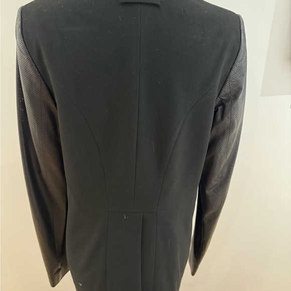 Robert Rodriquez black collarless blazer with leather sleeves - Picture 2 of 6